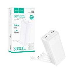 Hoco Power Bank J163B Wonderful with USB Port+Micro+Type-C+Lightning Cable 30000mAh White